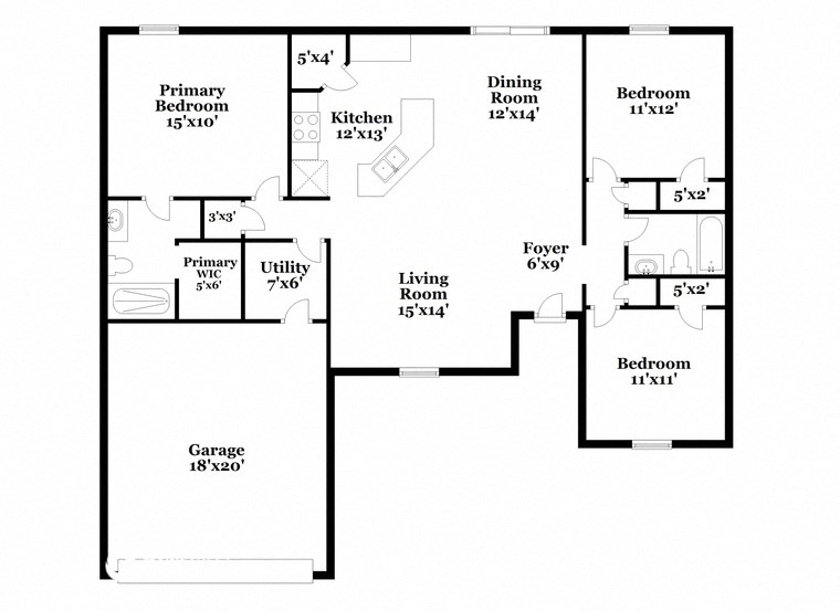 a floor plan of a house with a combination of bedrooms and a living room