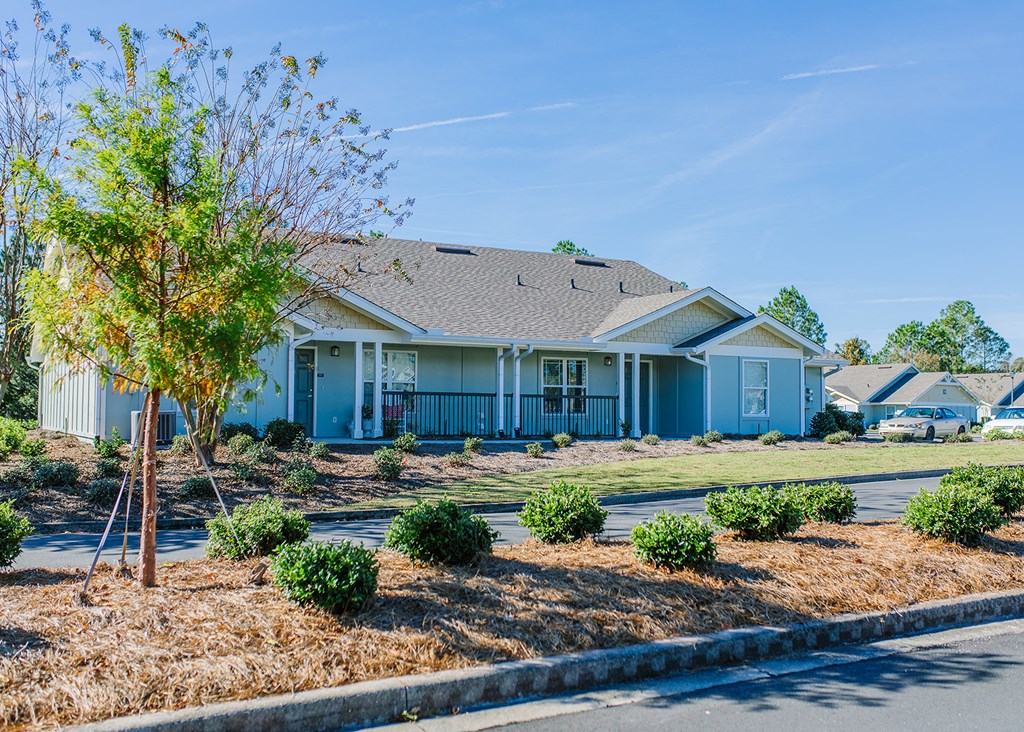 a house with a yard and a tree in front of it