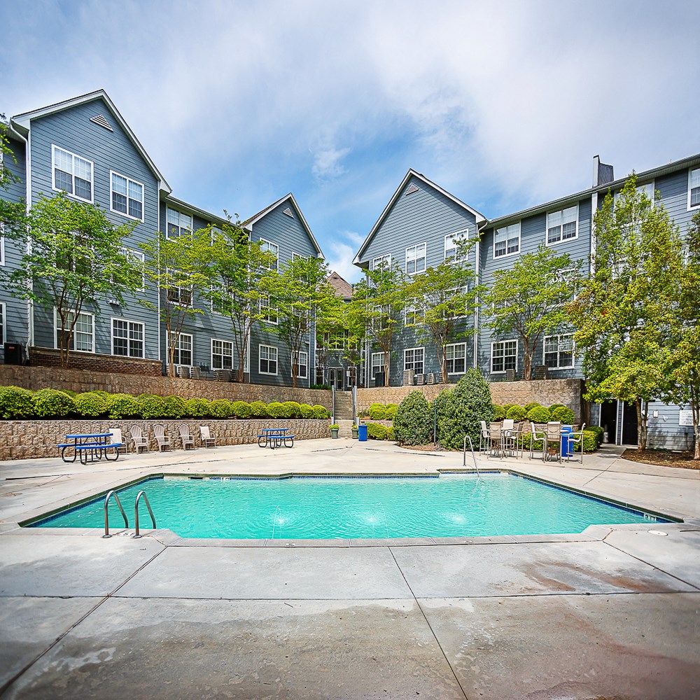 the swimming pool at the falls at borough park apartments