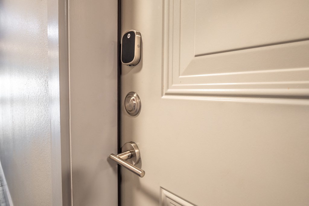 a door with a handle and a door knob on it