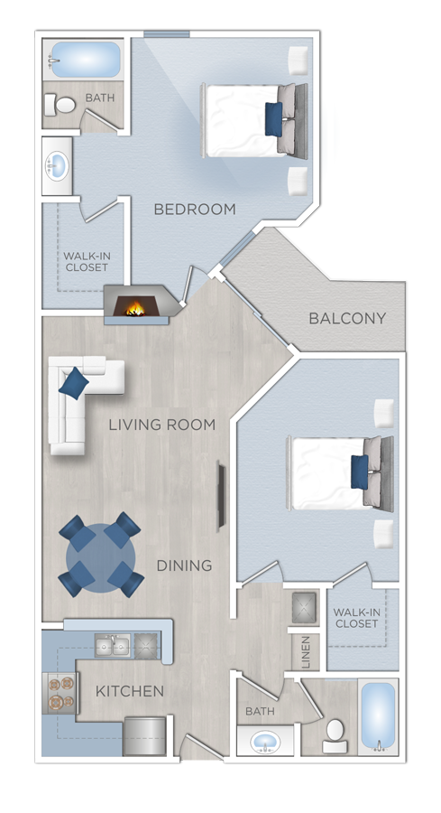 Two Bedroom Apartment in Hollywood, CA - The Pinnacle - A