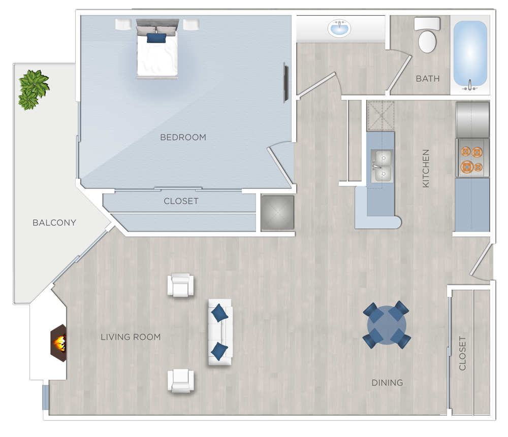 One Bedroom Apartments in Hancock Park - Chelsea Court - H