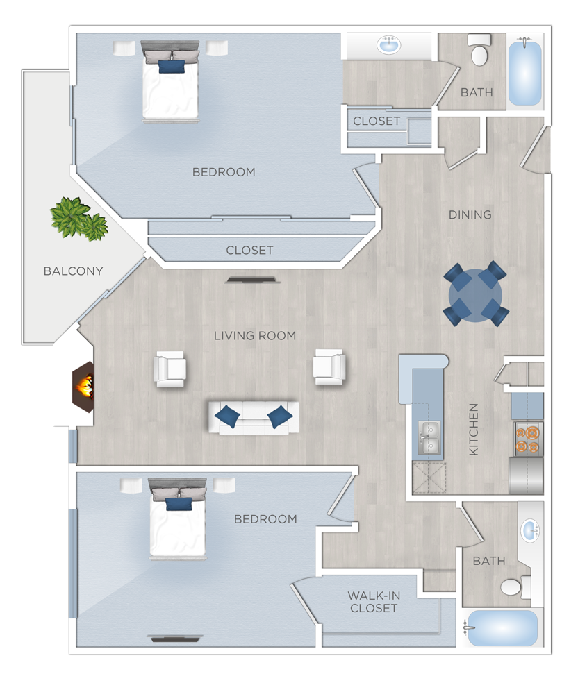 Two Bedroom Apartments in Hancock Park - Chelsea Court - C