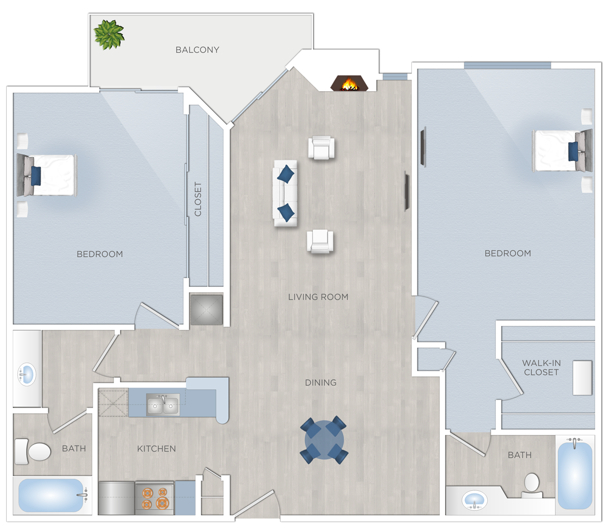 Two Bedroom Apartments in Hancock Park - Chelsea Court - D