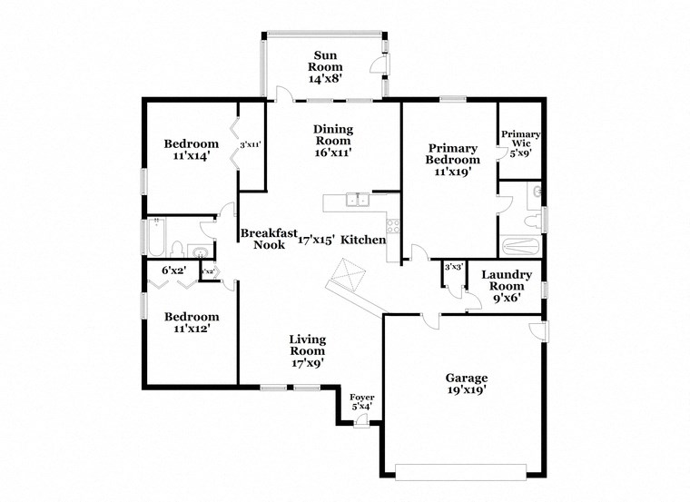 a floor plan of a house with two floors and a garage