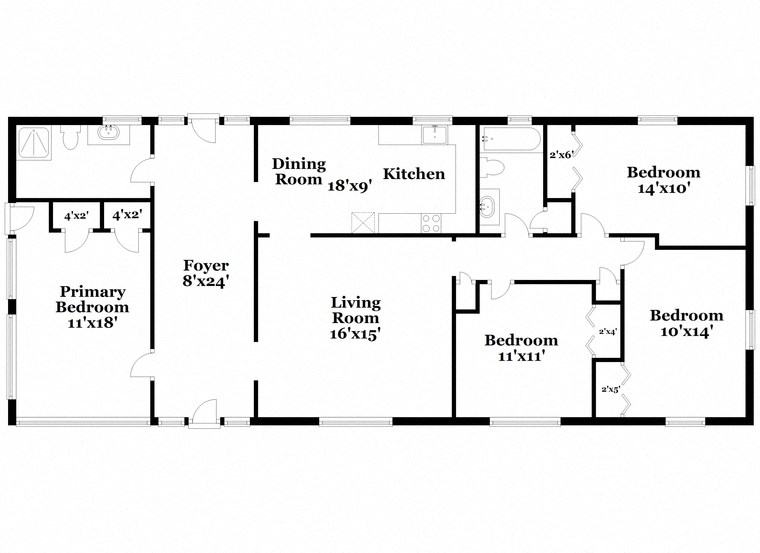 a floor plan of a house with bedrooms and a living room
