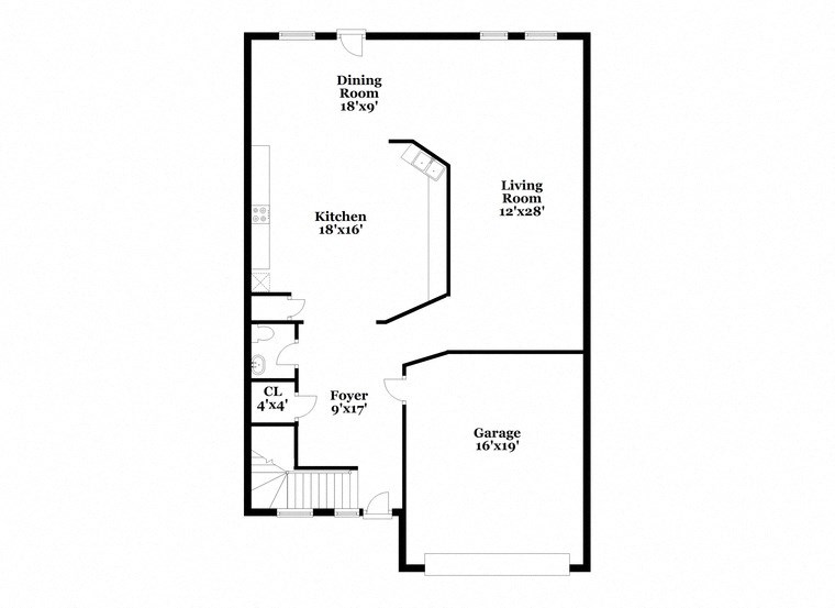 a floor plan of a house with an open concept floor plan with a bedroom and