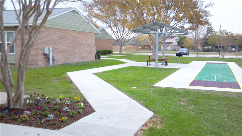 Courtwood Apartments courtyard, McNair, Texas