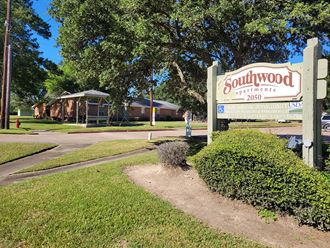 Southwood Apartments entrance, Shepherd, TX