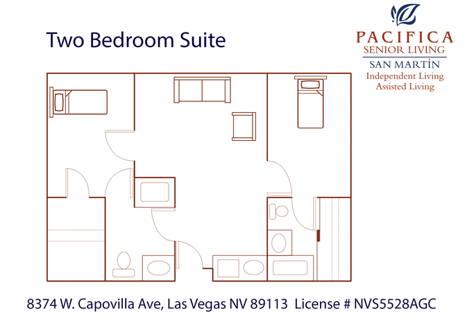 2 Bedroom Suite Floor Plan 2 Bedroom Suite Floor Plan at Pacifica Senior Living San Martin, Las Vegas, Nevada