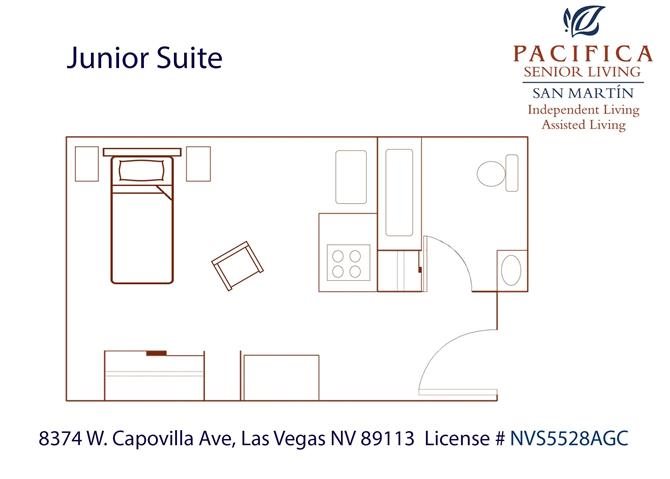 Junior Suite Floor Plan Junior Suite Floor Plan at Pacifica Senior Living San Martin, Nevada