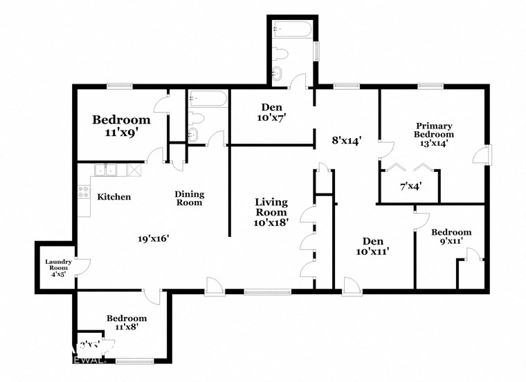 a floor plan of a house with bedrooms and a living room