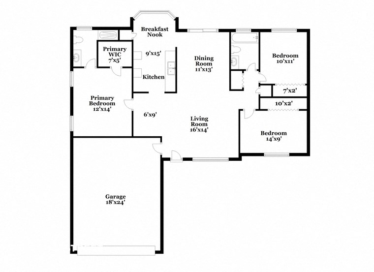 a floor plan of a home with a mix of bedrooms and baths and a staircase