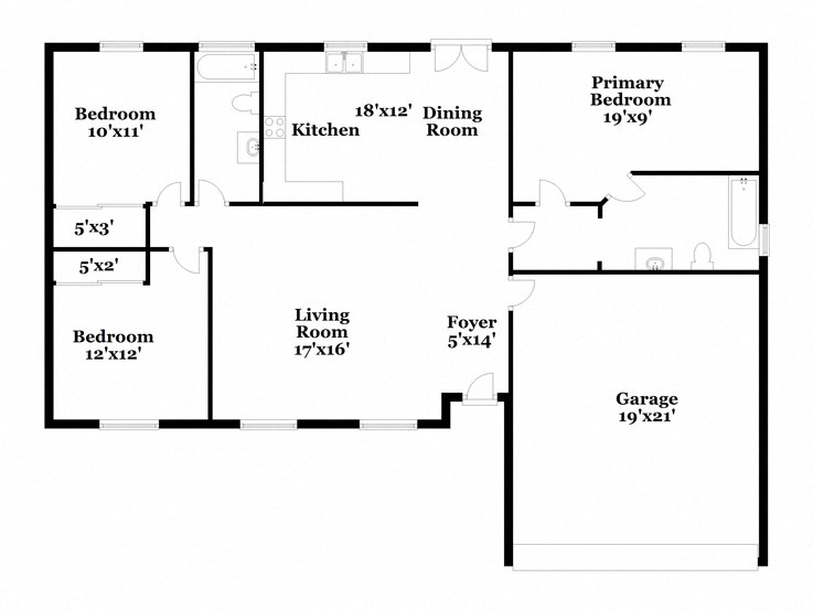 a floor plan of a house with a combination of bedrooms and a living room