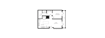 Floorplan showing the 1B floorplan for Mirrorton Apartments
