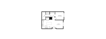 Floorplan showing the 1B2 floorplan for Mirrorton Apartments