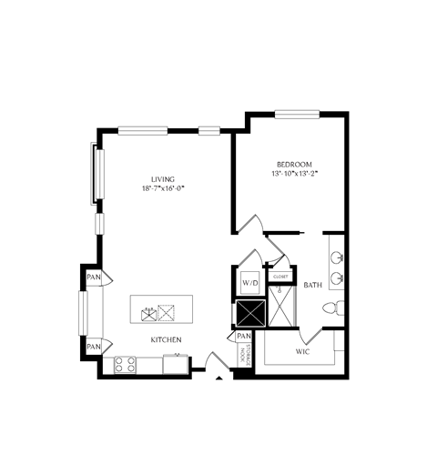 Floorplan showing the 1D floorplan for Mirrorton Apartments
