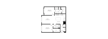 Floorplan showing the 2A1 floorplan for Mirrorton Apartments