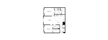 Floorplan showing the 2A2 floorplan for Mirrorton Apartments