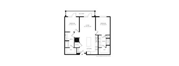 Floorplan showing the 2B floorplan for Mirrorton Apartments