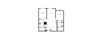 Floorplan showing the 2B1 floorplan for Mirrorton Apartments