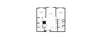 Floorplan showing the 2B2 floorplan for Mirrorton Apartments