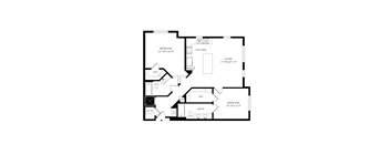 Floorplan showing the 2C.1 floorplan for Mirrorton Apartments