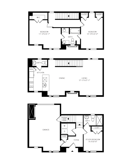 Floorplan showing the 3C floorplan for Mirrorton Apartments