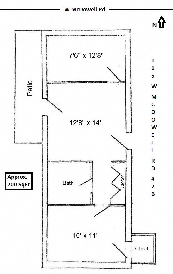 two schematic diagrams of a bathroom door and sink with dimensions