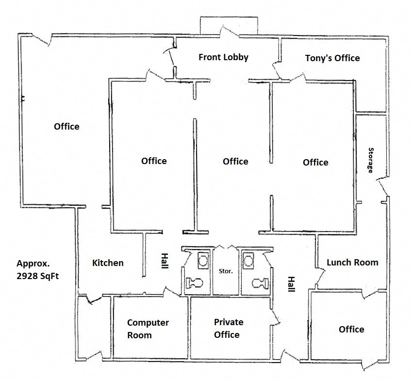 a floor plan of a building with different office areas