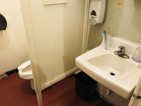 a small bathroom with a sink and a toilet