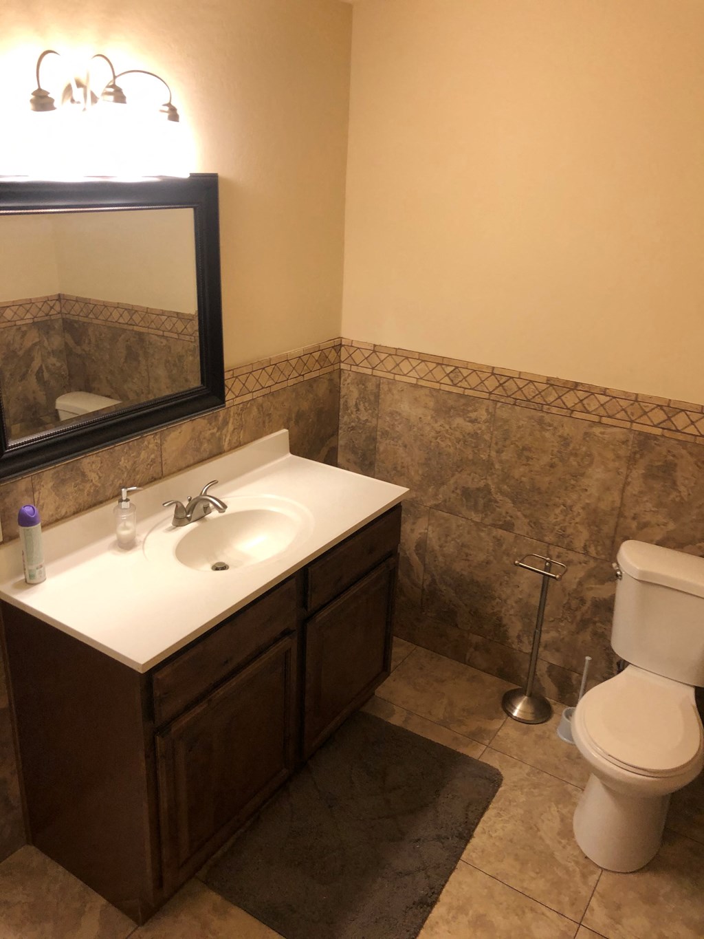 a bathroom with a toilet and a sink and a mirror