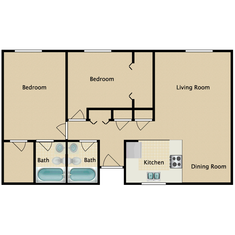 this is a drawing of a 1 bedroom floor plan with a kitchen and living room