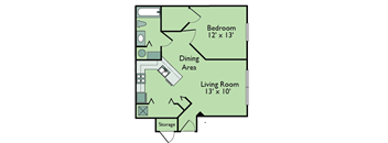 One Bedroom One Bathroom 699 Sqft Floor Plan at Leigh Meadows Apartments, Florida