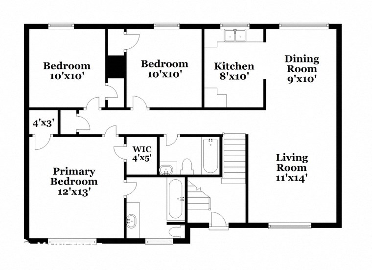 a floor plan of a house with bedrooms and a living room