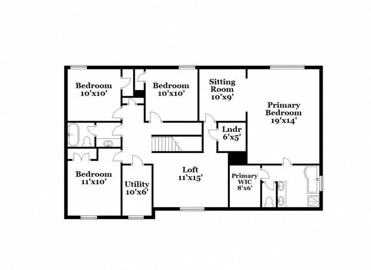 the floor plan of the house has bedrooms and baths