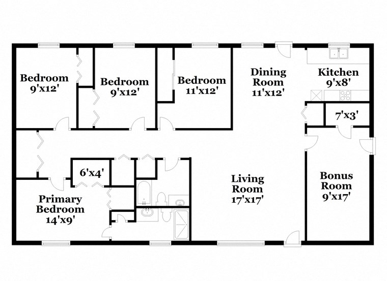 a floor plan of a house with bedrooms and a living room