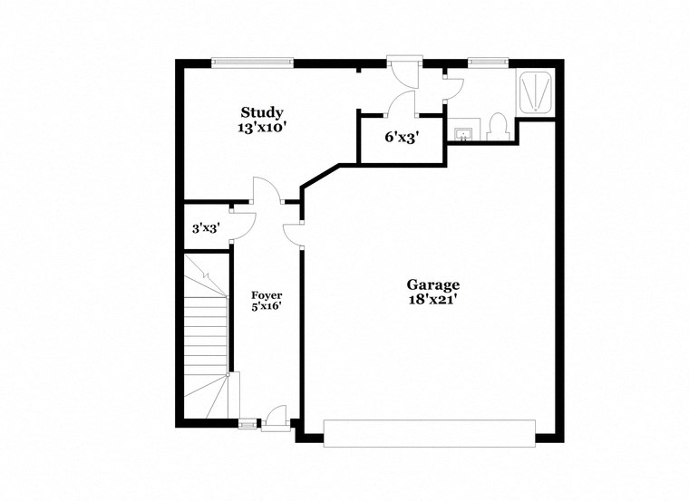 a floor plan of a house with an open floor plan with bedrooms and a garage