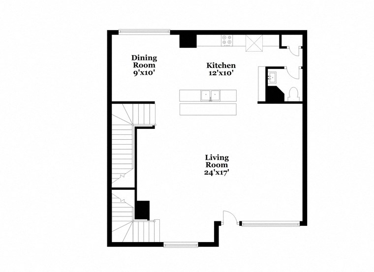 a floor plan of a house with a bedroom and a living room