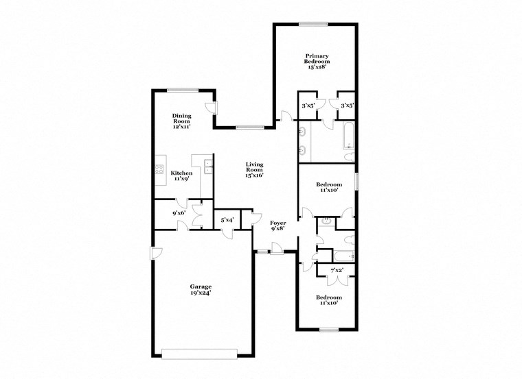 a floor plan of a house with two floors and a staircase