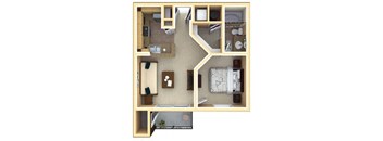 1 Bedroom Floor Plan | Deerfield Village Apartments Atlanta GA