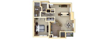 1 Bedroom Floor Plan | Deerfield Village Apartments Atlanta GA