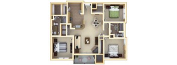 3 Bedroom Floor Plan | Deerfield Village Apartments Atlanta GA