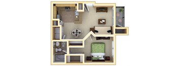 1 Bedroom Floor Plan | Deerfield Village Apartments Atlanta GA