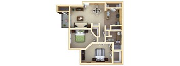 2 Bedroom Floor Plan | Deerfield Village Apartments Atlanta GA