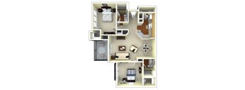 2 Bedroom Floor Plan | Gwinnett Apartments in Norcross GA