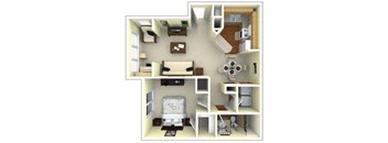 1 Bedroom Floor Plan | Gwinnett Apartments in Norcross GA