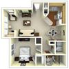 1 Bedroom Floor Plan | Gwinnett Apartments in Norcross GA