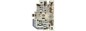 3 Bedroom Floor Plan | Gwinnett Apartments in Norcross GA