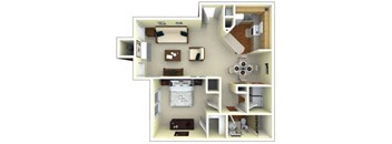 1 Bedroom Floor Plan | Gwinnett Apartments in Norcross GA